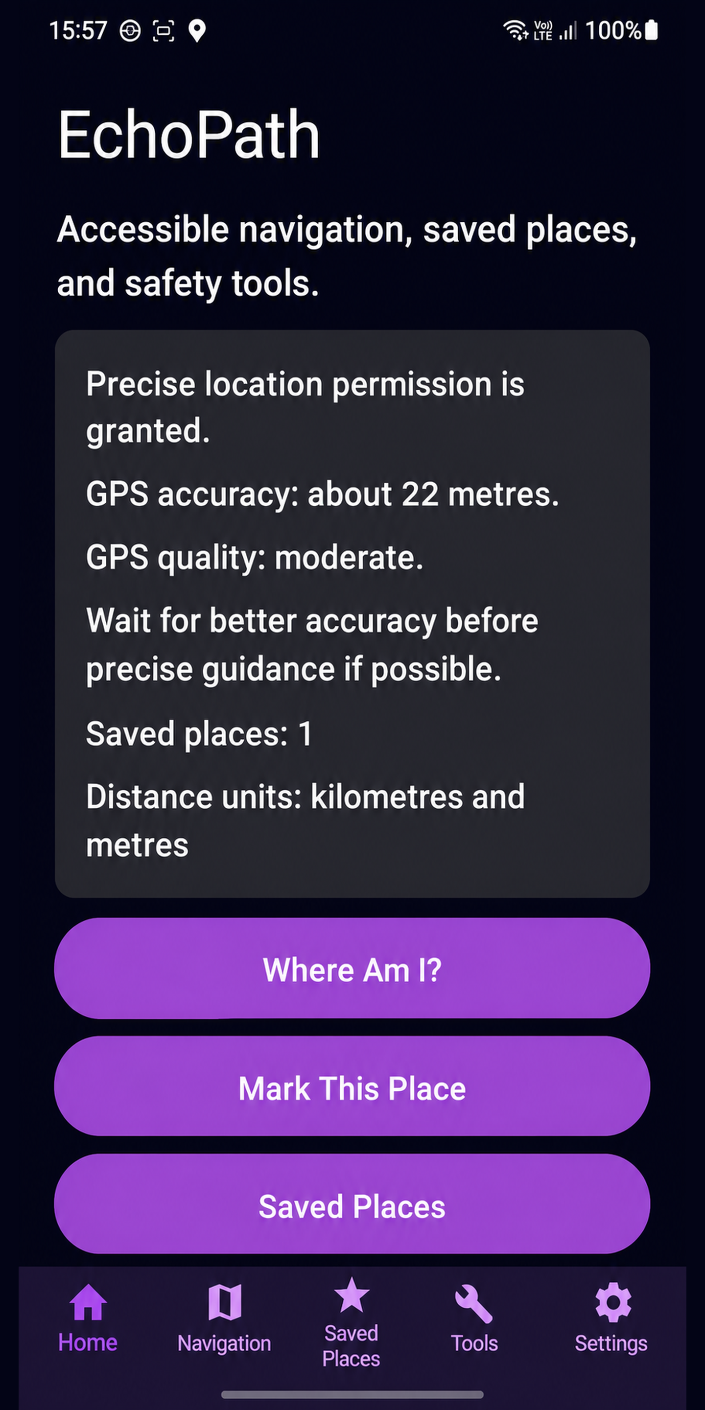 EchoPath Android Home screen