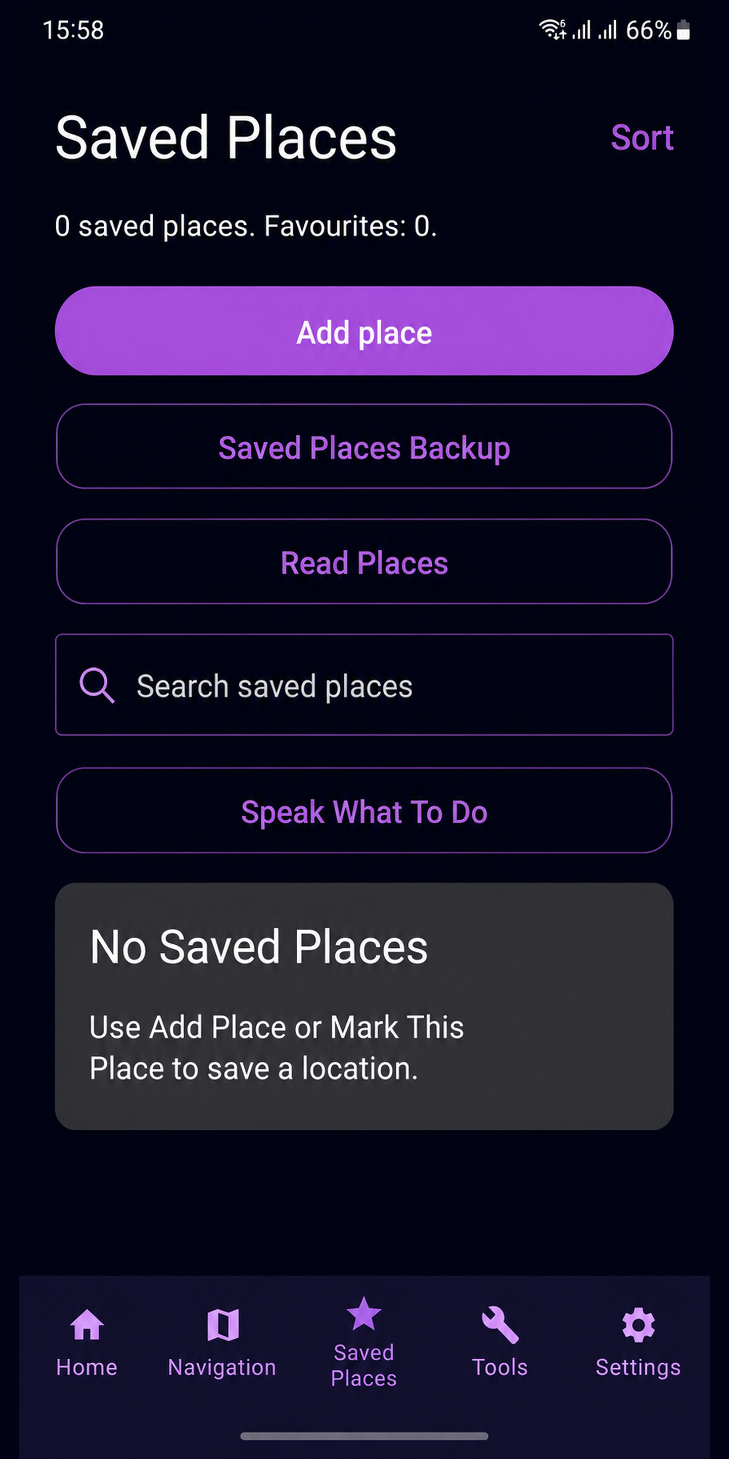 EchoPath Android Saved Places screen