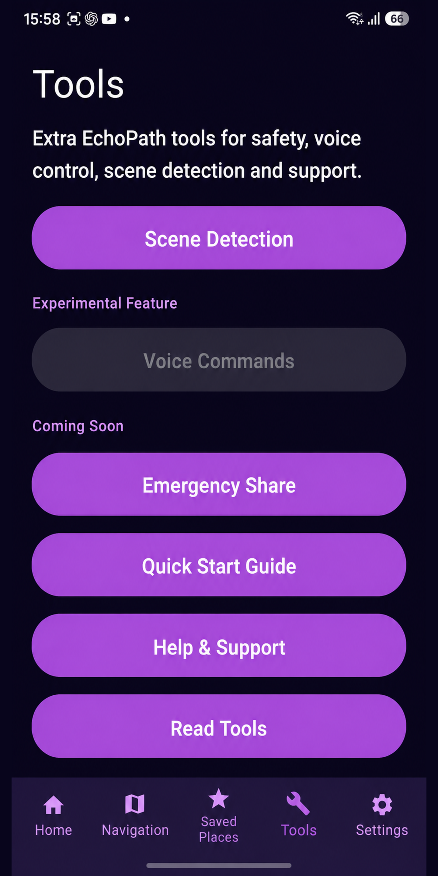 EchoPath Android Tools screen