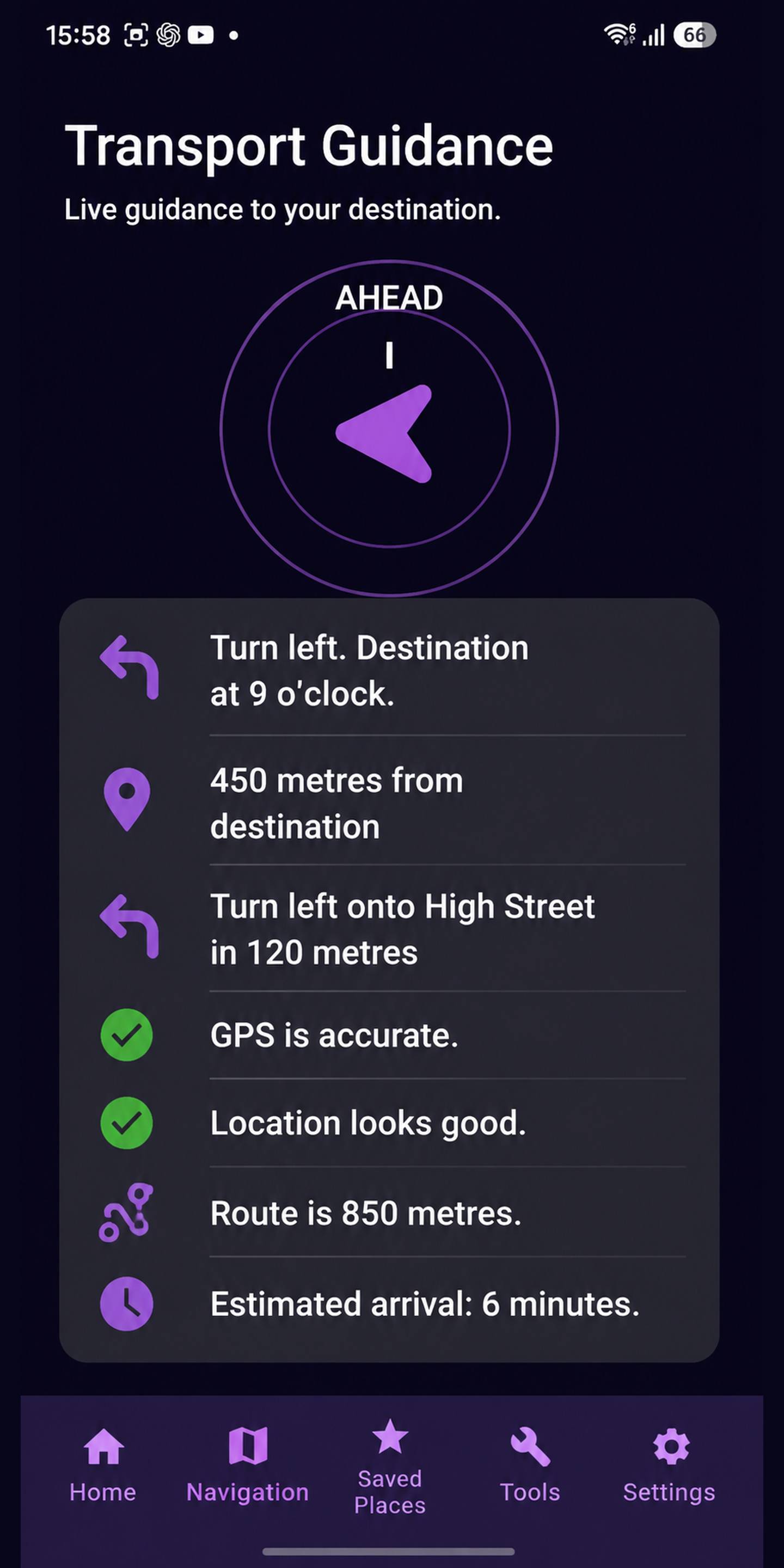 EchoPath Android Transport Guidance screen